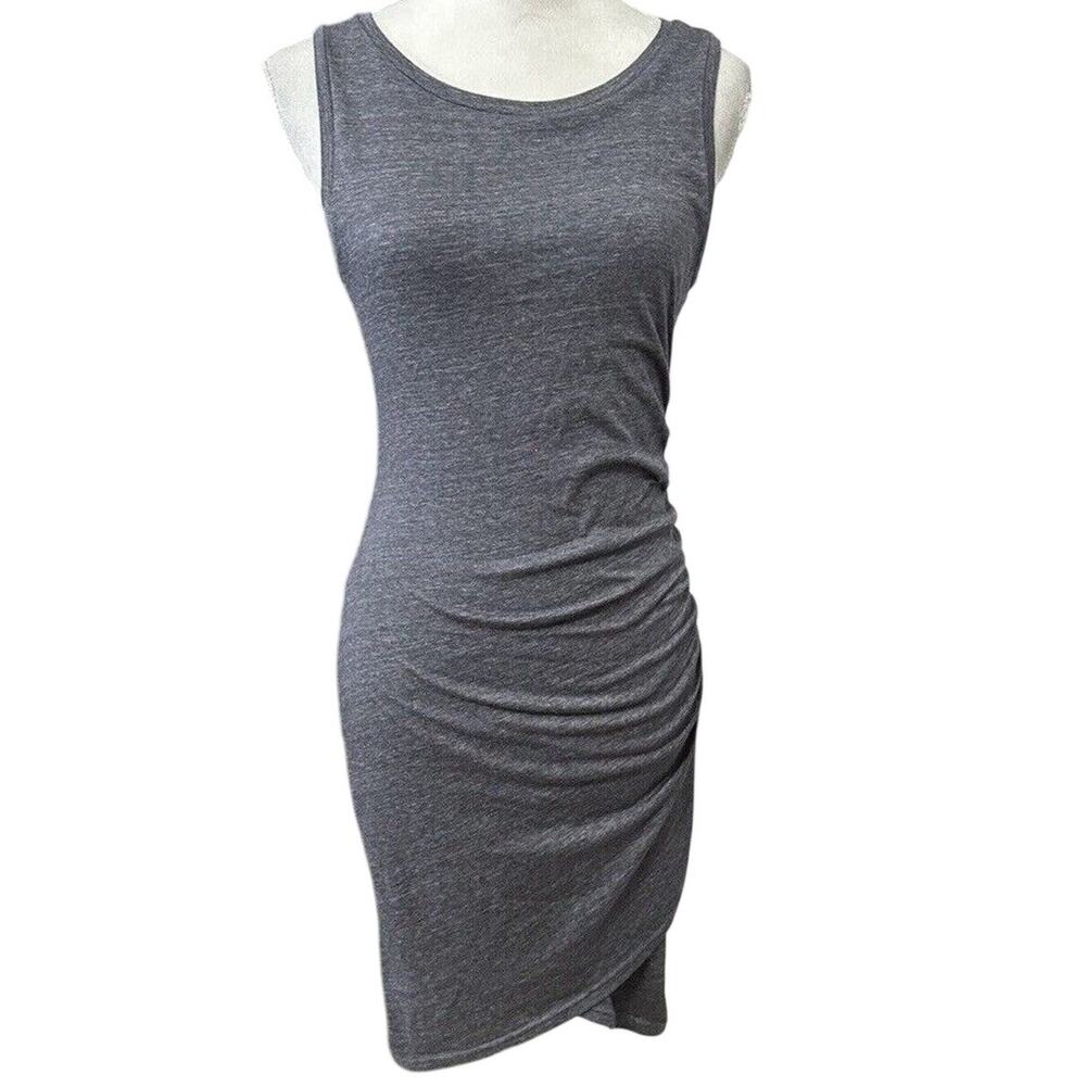 Treasure & Bond Womens Bodycon Dress Blue Heathered Draped Midi Knit S New
